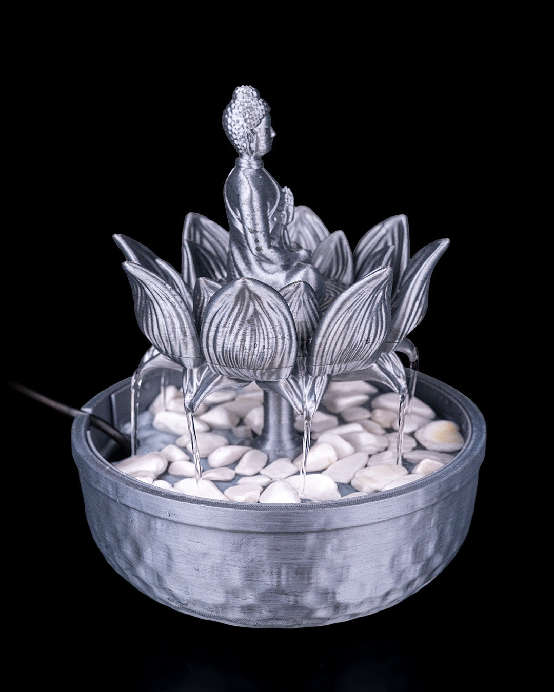 Buddha in Bloom Tabletop Fountain, angled view