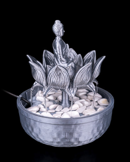 Buddha in Bloom Tabletop Fountain, angled view