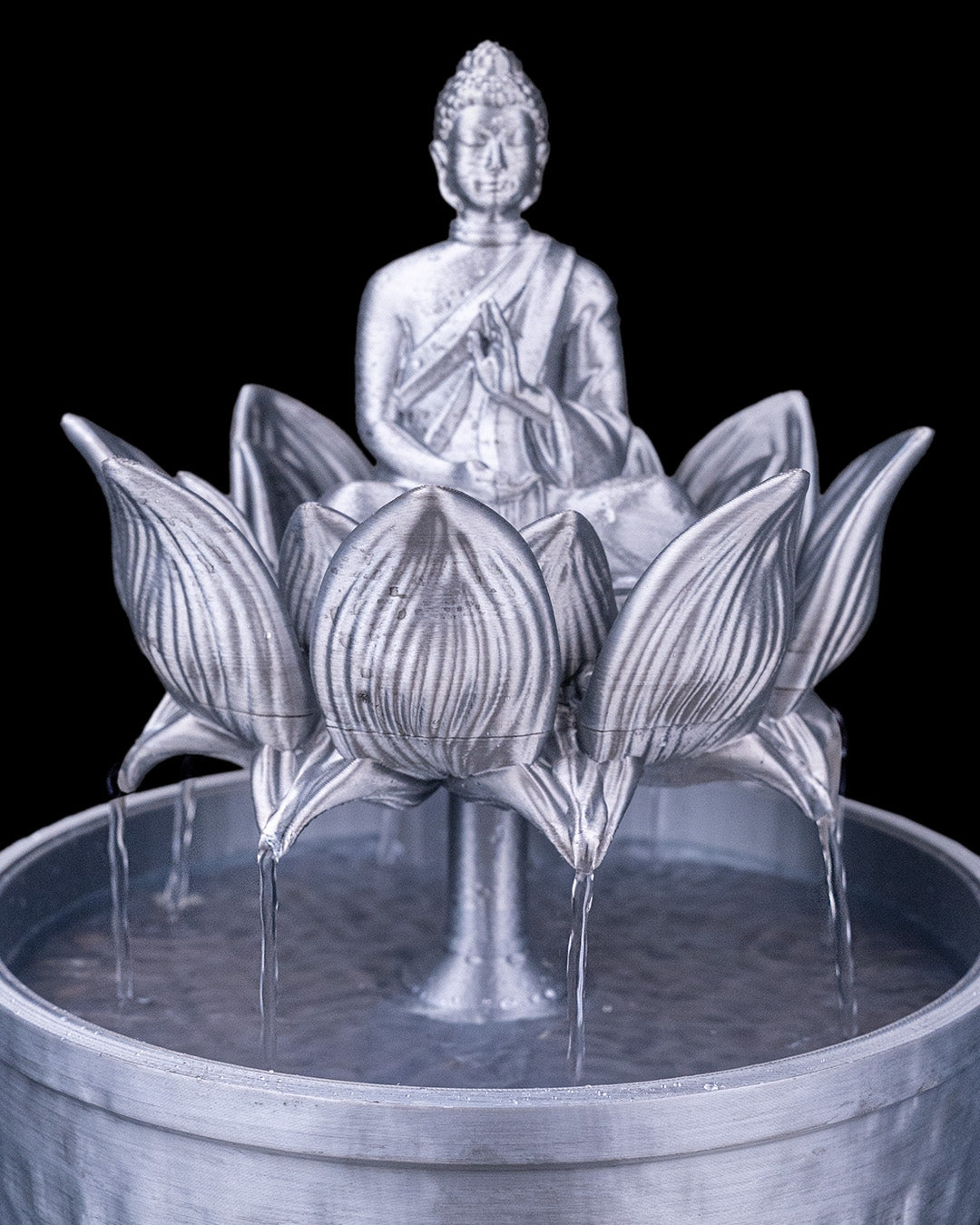 Buddha in Bloom Tabletop Fountain, detail view