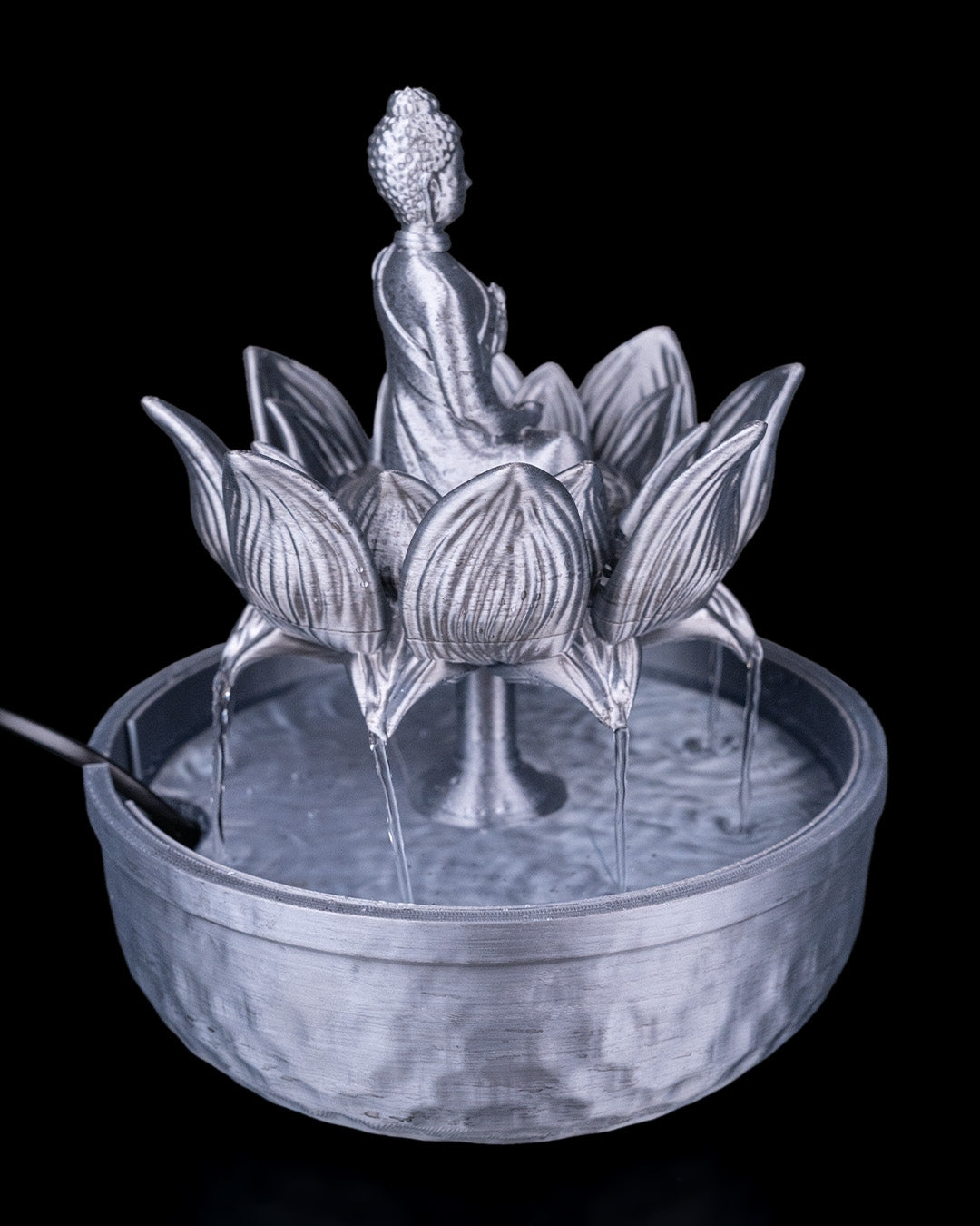 Buddha in Bloom Tabletop Fountain, lotus detail