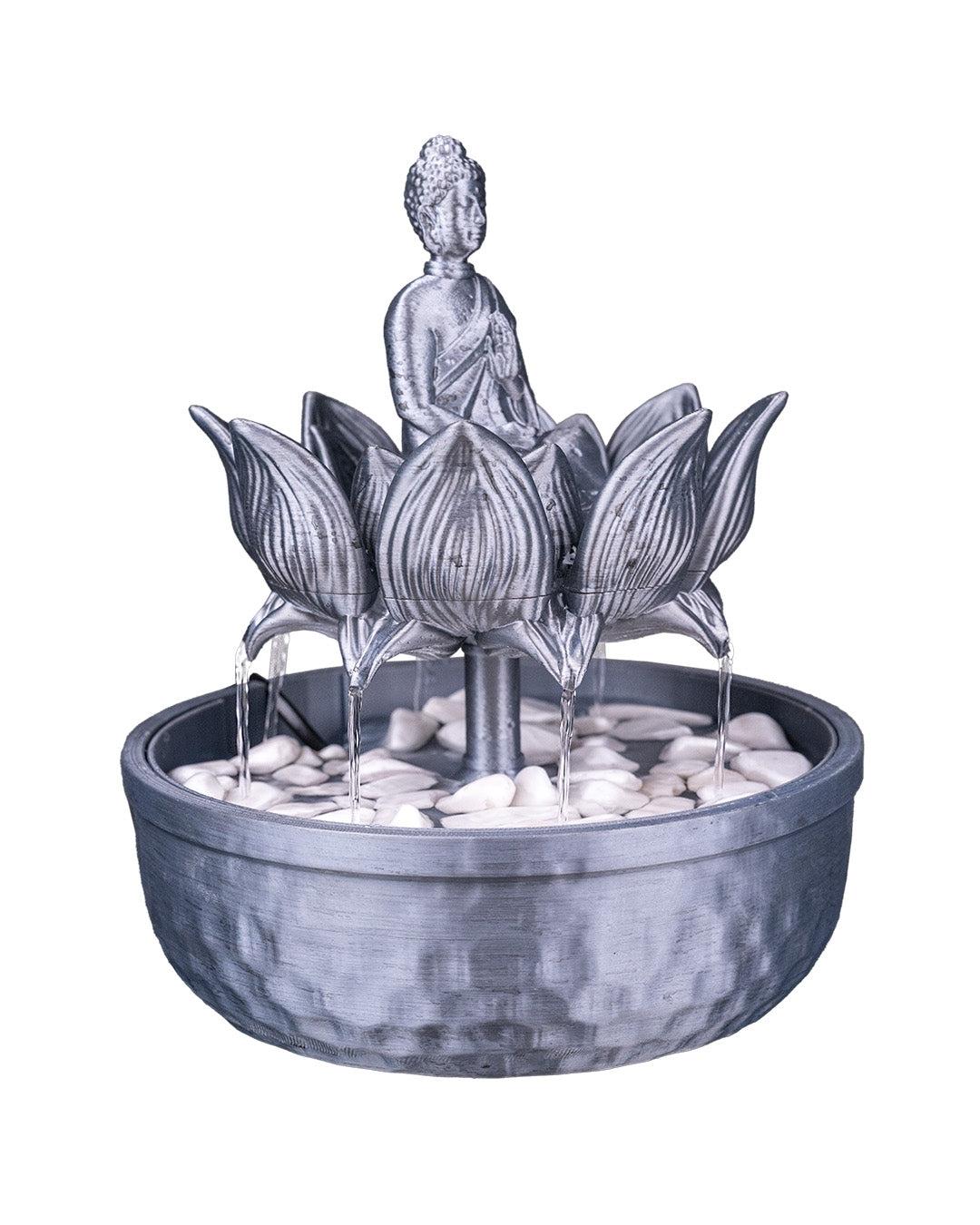 Buddha in Bloom Tabletop Fountain, water feature side view