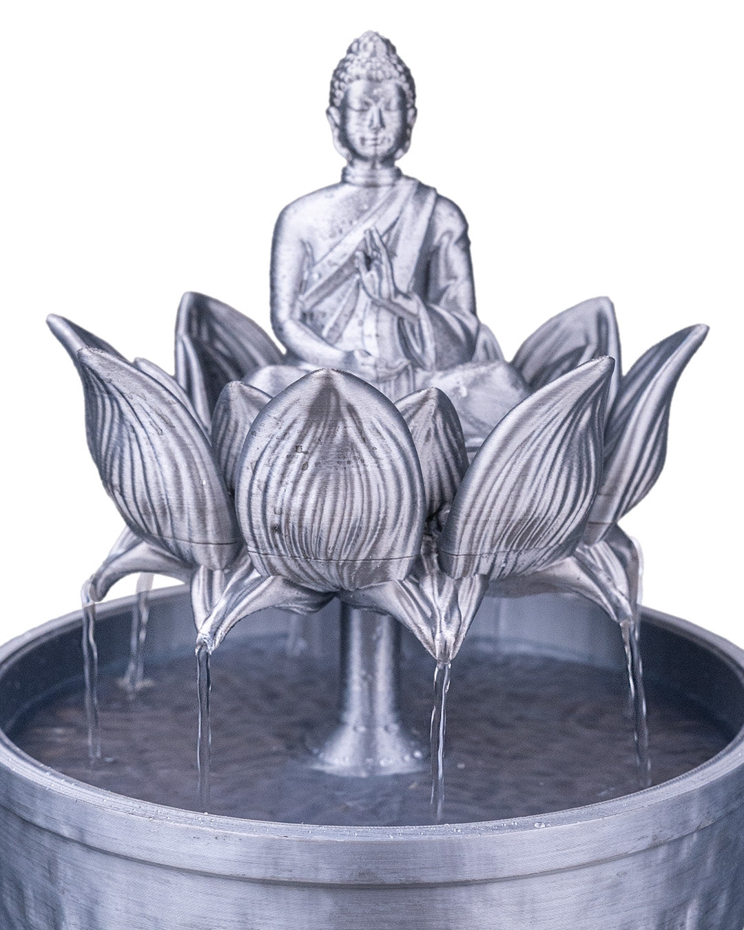 Buddha in Bloom Tabletop Fountain, water feature close-up