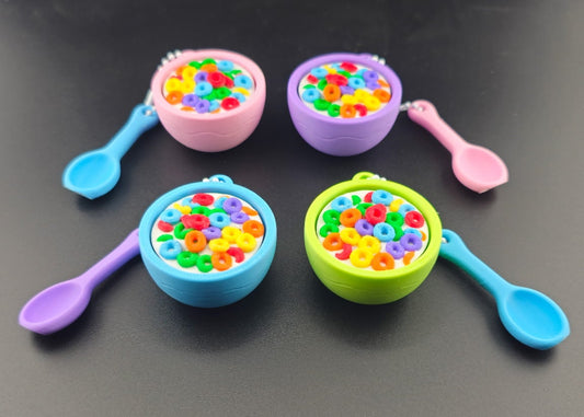 Cereal Bowl Clicker Fidget Toy with Spoon Charm