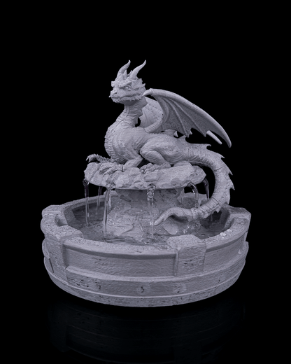 Resting Guardian Tabletop Fountain, angled view