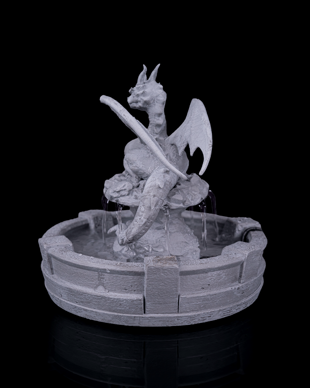 Resting Guardian Tabletop Fountain, detail view
