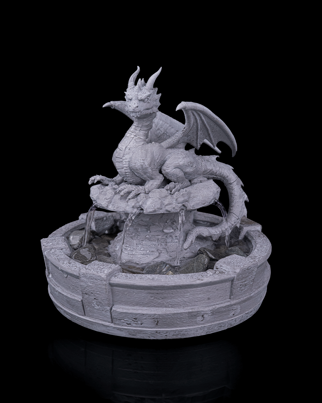 Resting Guardian Tabletop Fountain, top view