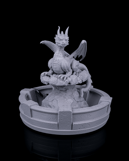 Resting Guardian Tabletop Fountain, close-up view