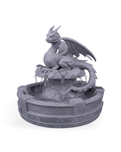 Resting Guardian Tabletop Fountain, water feature side view