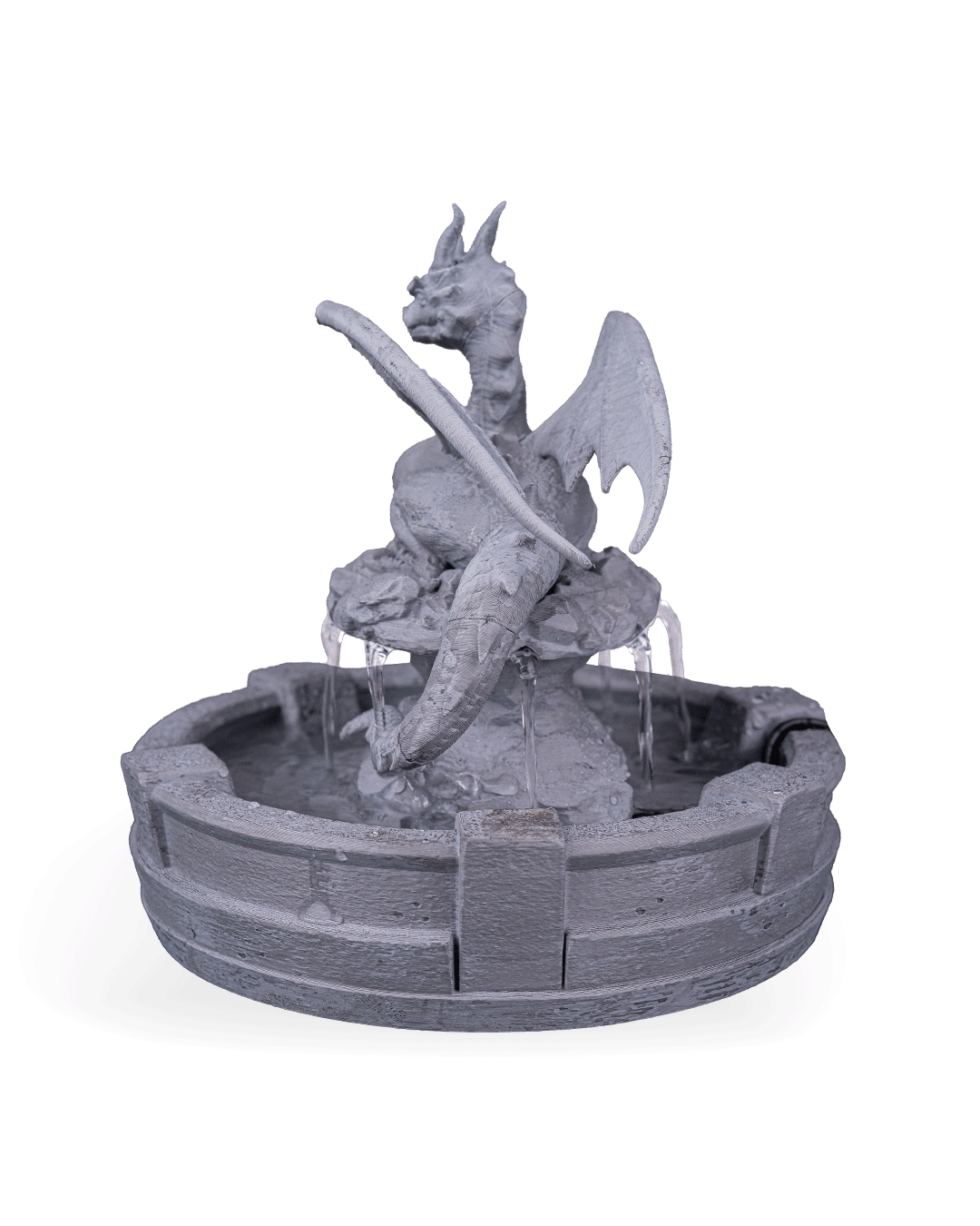 Resting Guardian Tabletop Fountain, water feature angled view