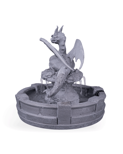 Resting Guardian Tabletop Fountain, water feature angled view