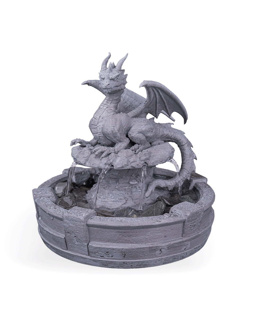 Resting Guardian Tabletop Fountain, water feature close-up