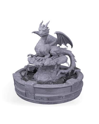 Resting Guardian Tabletop Fountain, water feature close-up
